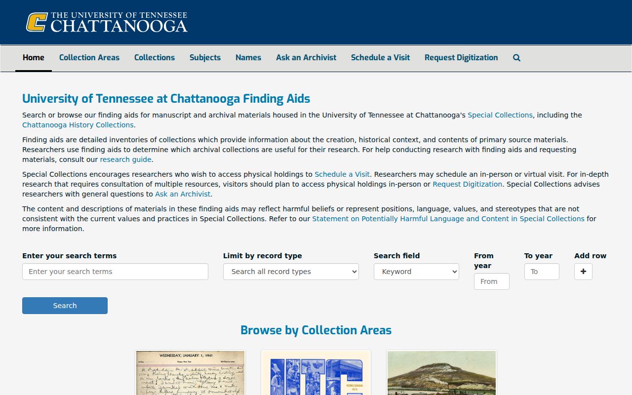 Hamilton County residents directory UTC finding aids search