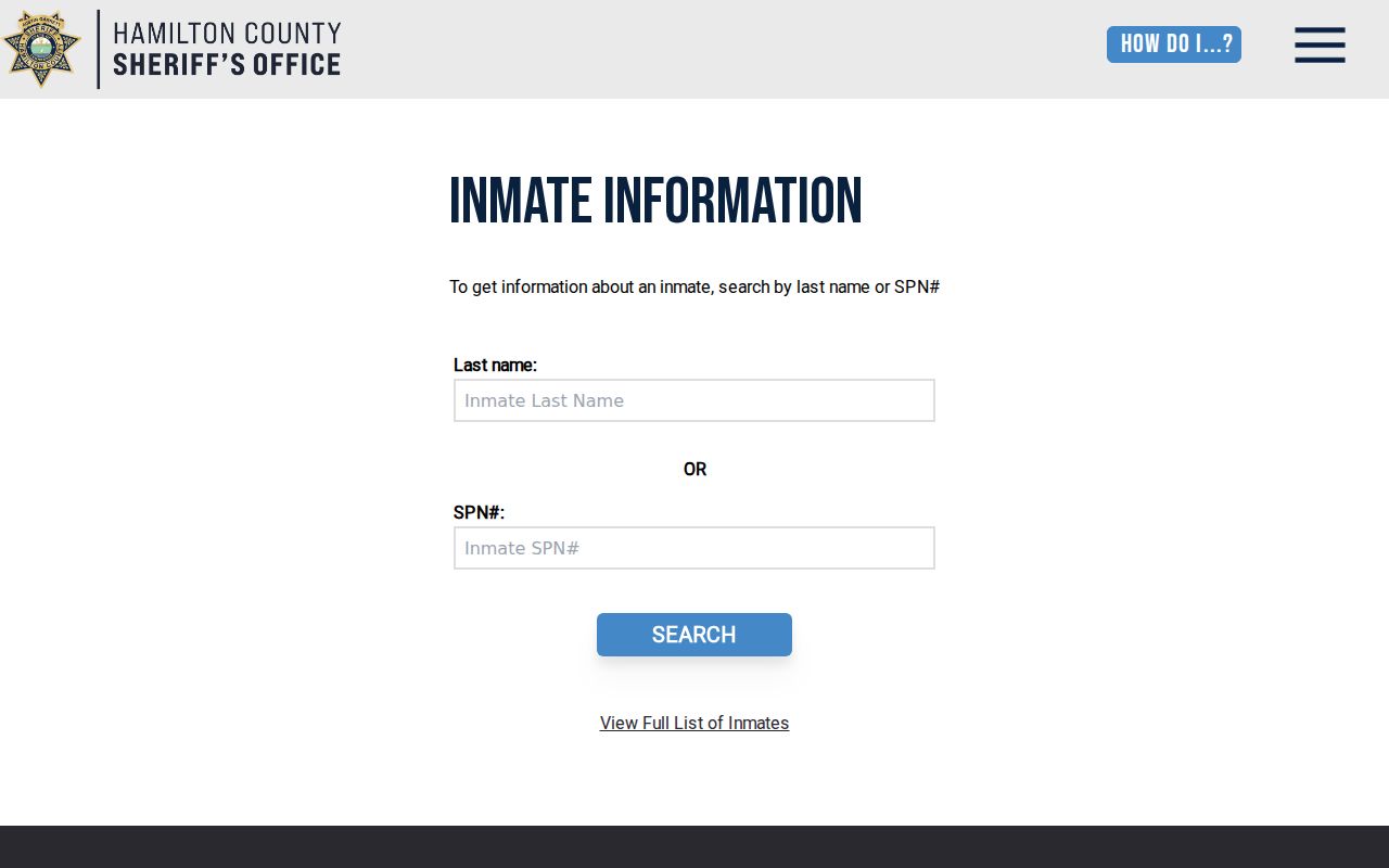 Hamilton County resident lookup Sheriff inmate search route